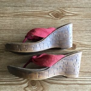 Cute burlap sandal wedges